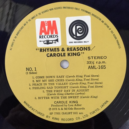 Carole King ‎– Rhymes & Reasons