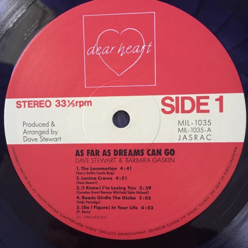 Dave Stewart & Barbara Gaskin ‎– As Far As Dreams Can Go (LP)