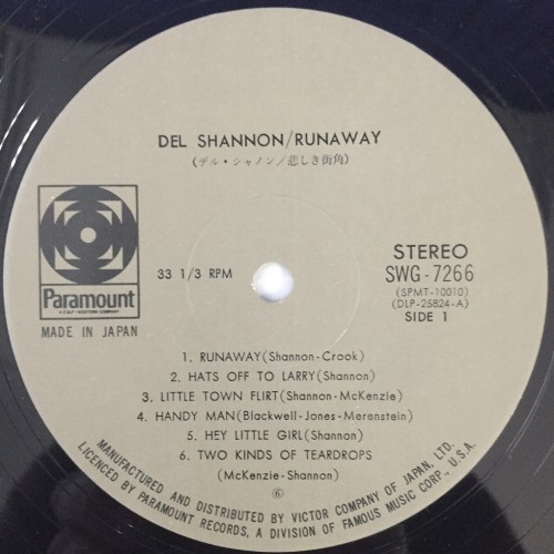 Del Shannon ‎– Runaway (LP)